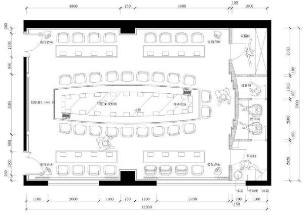 会议室平面图，大型会议室布置平面图设计案例分享(会议室的平面布置图)