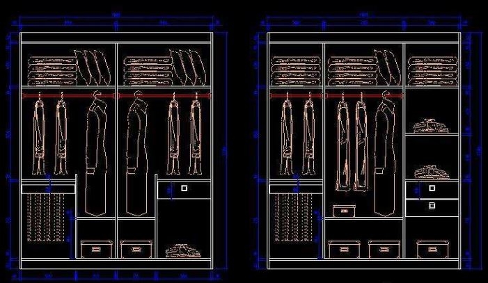 衣柜cad图纸设计，整体衣柜CAD图纸设计及尺寸标注案例(cad衣柜设计图纸图片)