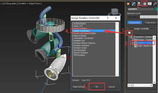 3dmax软件使用注视约束控制器绑定灯光的方法(3dmax软件使用注视约束控制器绑定灯光的方法)