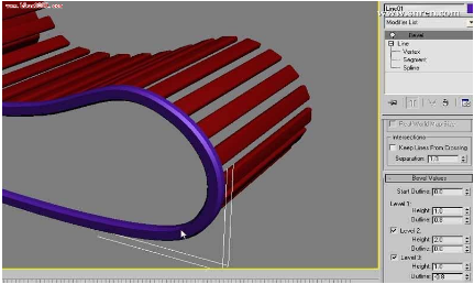 3dmax用放样命令制作木材质带边摇椅的建模教程