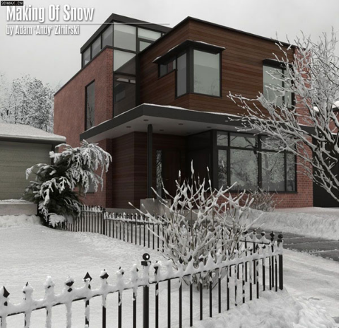 3dmax制作室外别墅雪场景的建模教程(3dmax雪地制作方法)