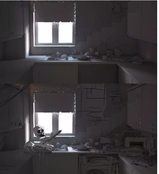 3dmax室内脏乱破旧厨房场景建模