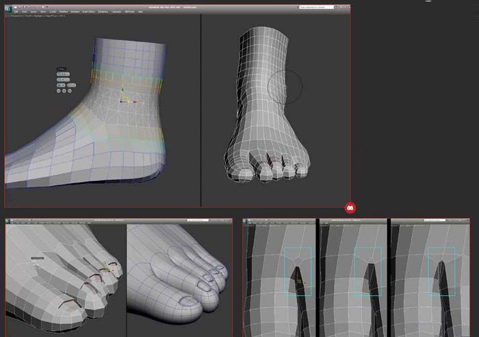 通过3DsMAX制作人体脚的模型