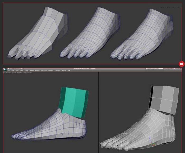 通过3DsMAX制作人体脚的模型