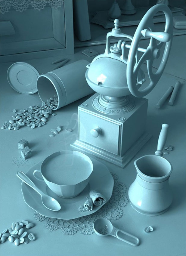 3dmax渲染具有历史感的咖啡场景