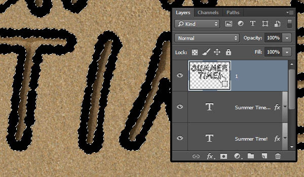 利用画笔描边及图层样式制作沙滩划痕字(用彩笔描出图形的边线)