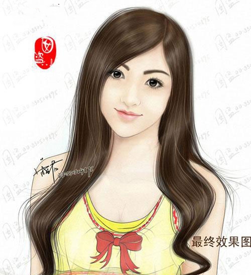 Photoshop鼠绘一位清秀长发美女教程(ps鼠绘人物图文教程)